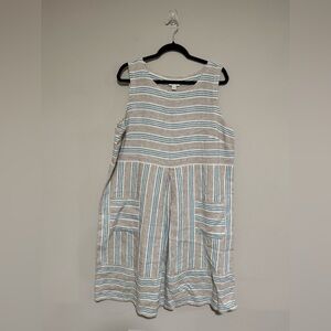 J. Jill Love Linen Sleeveless Stripe A-Line Dress Size 2X Beach Coastal Resort